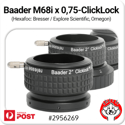 Baader 2″ Clicklock Clamp M68i x 0,75-ClickLock for Hexafoc: Bresser / Explore Scientific, Omegon (Part #2956269)