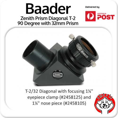 Baader Zenith Prism Diagonal T2/32 Diagonal with focusing 1¼" eyepiece clamp (2458125) and 1¼