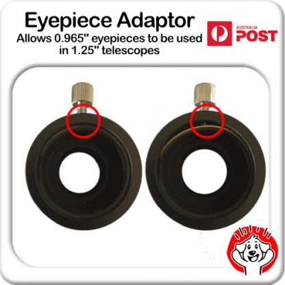 Eyepiece Adaptor – Allows 0.965″ eyepieces to be used in 1.25″ Telescopes (24.5mm-31.75mm)