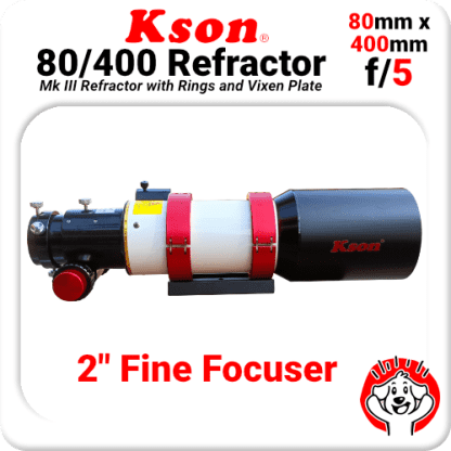 Kson 80mm 400mm f/5 Mk III Rich Field Refractor, 2″ Fine Focuser OTA with Rings and Vixen Plate