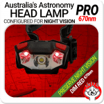 670nm Red Light PRO Astronomy Headlight / Head Torch / Headlamp with Batteries Included for Nightvision