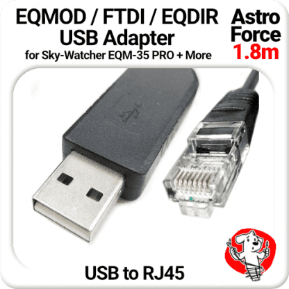 Astro Force Shoestring (1.8m) FTDI EQDIR USB Cable Adapter for Sky-Watcher EQ3 PRO, EQ5 PRO, HEQ5 Syntrek & PRO, EQM-35 PRO, AZ EQ5-GT, EQ6-R PRO, AZ EQ6-GT and EQ8 Mounts + Orion EQ-G